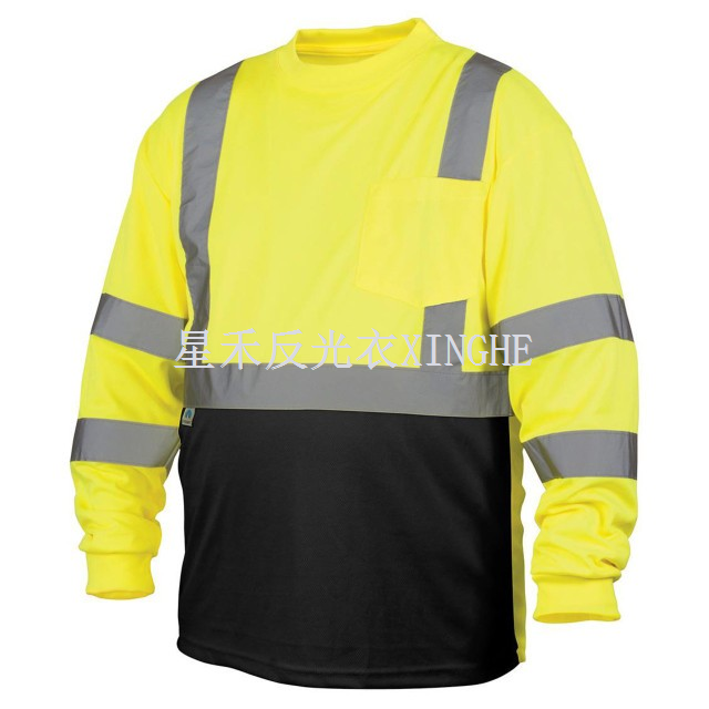 Hi-Viz černé tričko s dlouhým rukávem