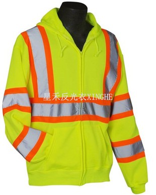 Mikina Hi Vis s kapucí a kontrastními pruhy